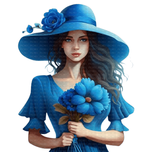 Женщина в голубом - 無料png