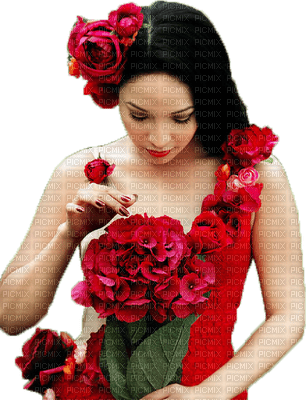woman with flowers bp - nemokama png