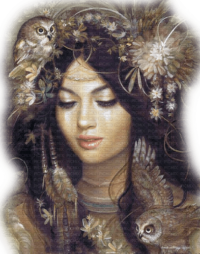 Rena Fantasy Woman Girl Owl Eule - δωρεάν png