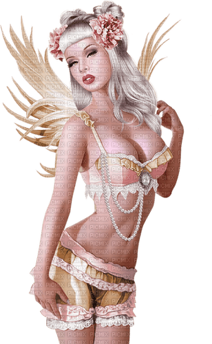 woman angel dark kikkapink sepia pink - 免费PNG