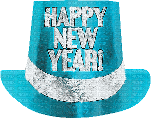 soave deco happy new year text hat animated - GIF animasi gratis