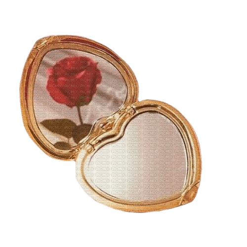 vintage rose gold heart mirror compact - png ฟรี