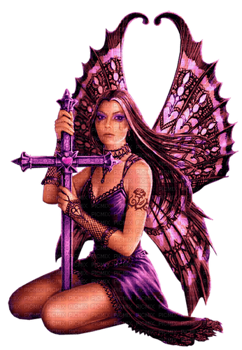 Fairy.Goth.Anne Stokes.Pink.Purple - gratis png