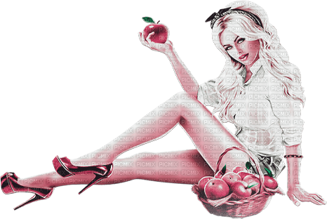 soave woman fashion spring fruit apple pink green - png grátis