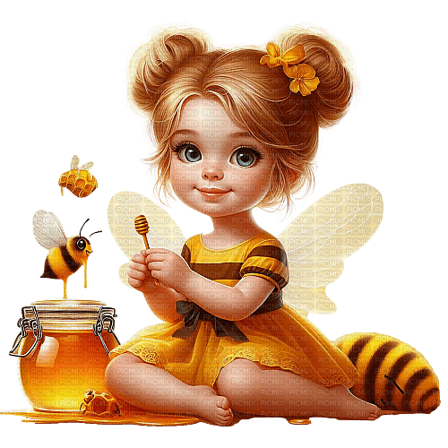 Little Girl - Honey -Bee - Free PNG