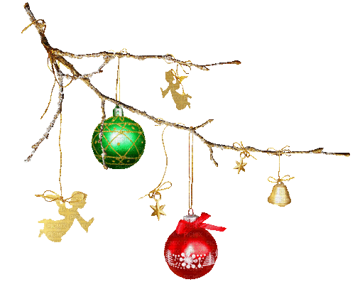 Ornaments.Gold.Green.Red.Animated - KittyKatluv65 - GIF animé gratuit