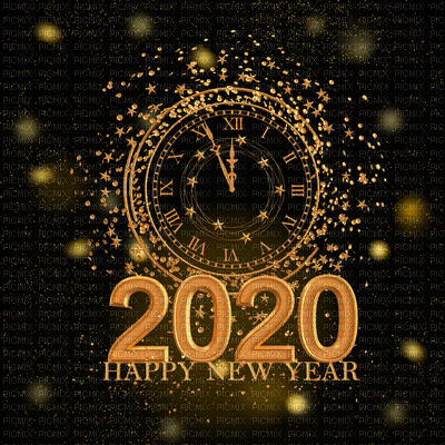 montre image  gold clock new year silvester la veille du nouvel an Noche Vieja  text  fond background black  uhr  2020 number - png grátis