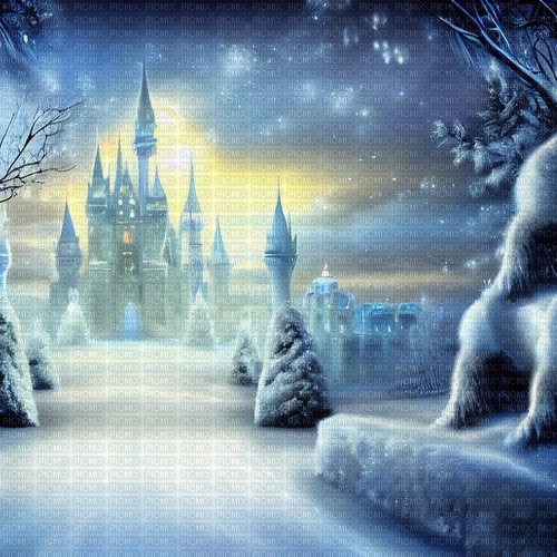 kikkapink winter fantasy background castle - Free PNG