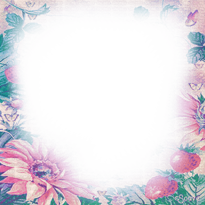 soave frame flowers sunflowers vintage pink green - Free PNG