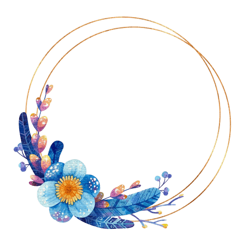 feather and flower circle frame - kostenlos png