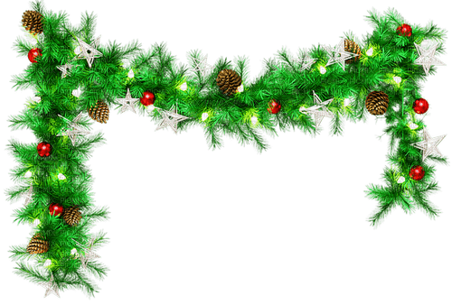 Christmas.Garland.Green.Brown.Red.White - darmowe png