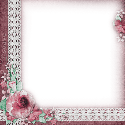 soave frame vintage lace flowers pink green - ücretsiz png