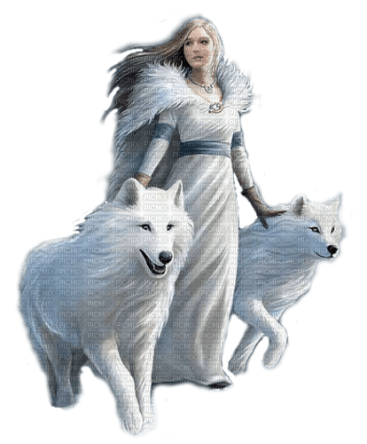 fantasy woman and wolf by nataliplus - png gratuito