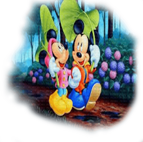 mickey and minnie mouse in rain
