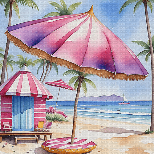 ♡§m3§♡ kawaii beach pink landscape summer - zadarmo png