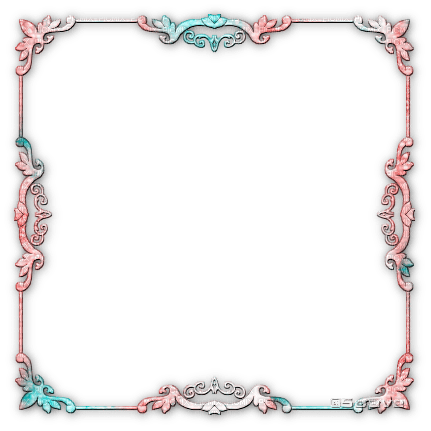 soave frame vintage art deco  pink teal - PNG gratuit