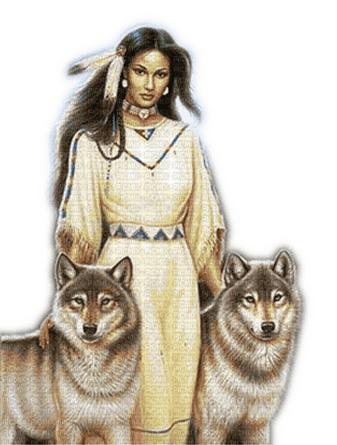 Rena Indianerin Wölfe Frau Woman - zadarmo png