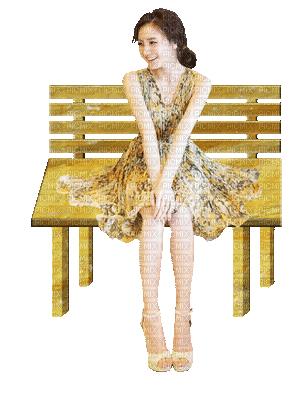 Girl Woman Femme Sitting on Bench GIF - Бесплатни анимирани ГИФ