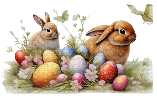 Easter. Rabbit. Eggs. Leila - безплатен png