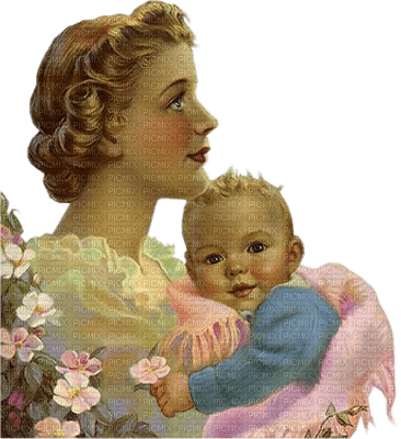 Kaz_Creations Vintage Mother Child - PNG gratuit
