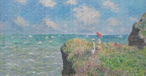 summer background sea painting vintage - Free PNG