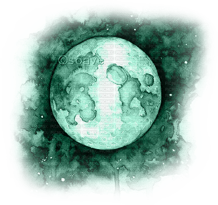 soave deco gothic moon clouds green - 免费PNG