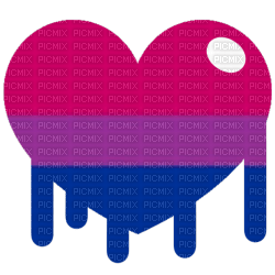 Bi pride dripping paint heart - Free PNG