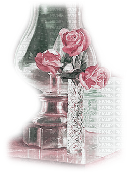 soave deco flowers candle lamp vintage pink green - gratis png