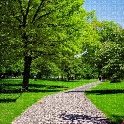 Park with Cobblestone Path - png ฟรี