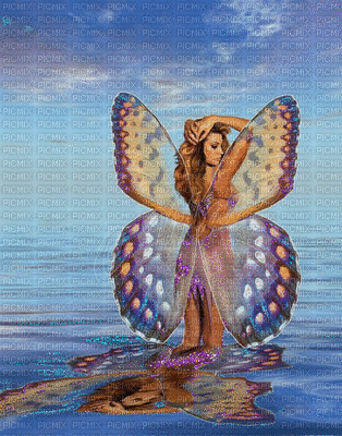 femme papillion - GIF animado grátis