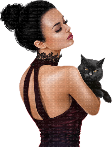 Woman, cat. Leila - gratis png