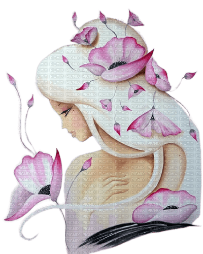 fantasy flower pink woman - zadarmo png