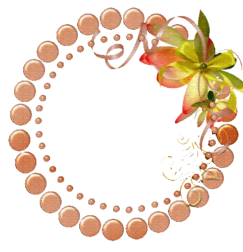 Frame. Circle. Orange with flowers. Leila - Darmowy animowany GIF