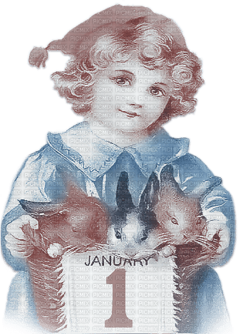 soave children vintage  girl new year text january - 無料png