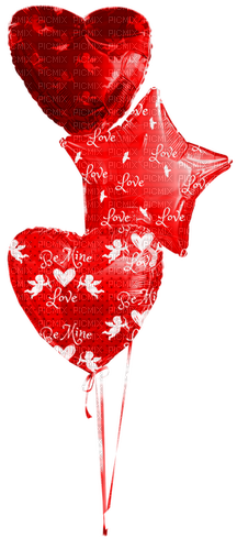 Balloons.Hearts.Star.White.Red - PNG gratuit