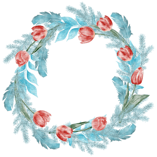 Couronne Fougère Plume Bleu Fleur Rose Déco:) - Free PNG