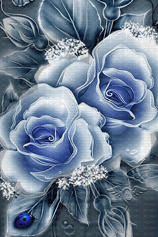 MMarcia gif blue rose fond - Free animated GIF