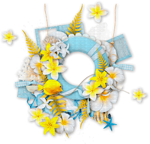 Cluster.Frame.Summer.Gold,Yellow,White.Blue - zdarma png