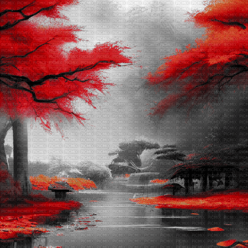 kikkapink autumn asian oriental background - ücretsiz png