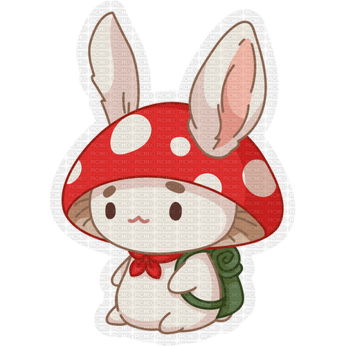 kawaii mushroom bunny - zdarma png