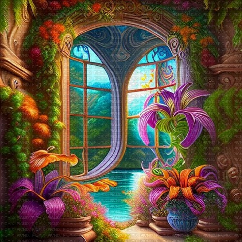 fantasy window background - zdarma png