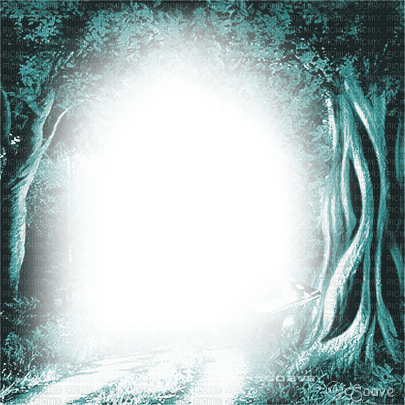 soave frame autumn tree forest teal - δωρεάν png