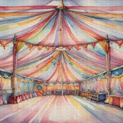 Watercolour Colorful Circus Tent - zadarmo png