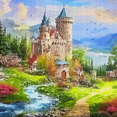 soave background animated vintage fantasy castle - 免费动画 GIF