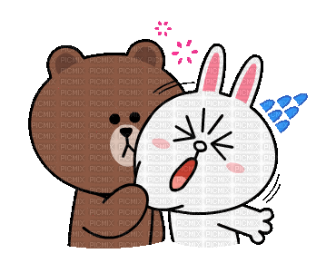 brown_&_cony love bunny bear brown cony gif anime animated animation tube cartoon liebe cher heart coeur - GIF animé gratuit