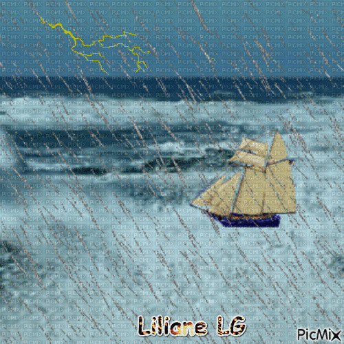Navire dans la tempête - GIF animado gratis