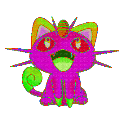 Rainbow Meowth - Ilmainen animoitu GIF