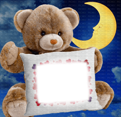 teddy bear fond night moon frame - PNG gratuit