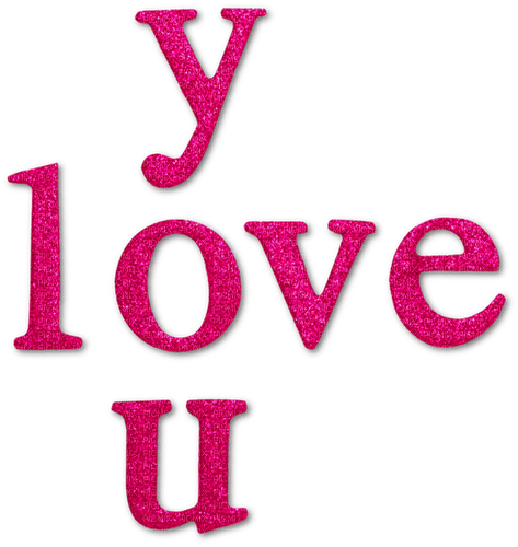 Love You.Text.Glitter.Pink - Free PNG