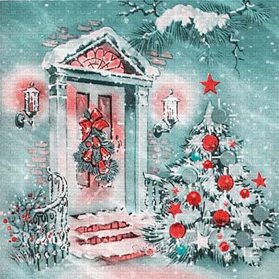 soave background animated christmas winter house - 免费动画 GIF